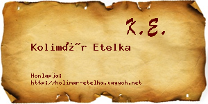 Kolimár Etelka névjegykártya